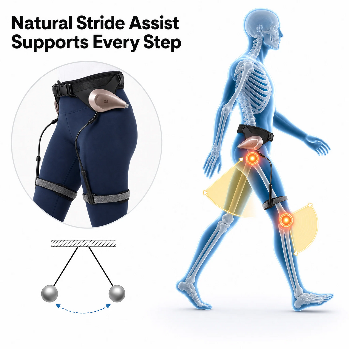 Kinwalk walking assist with padded hip belt and thigh straps